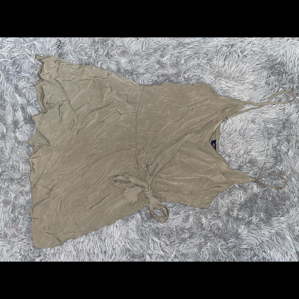 One Clothing army green tie detailed romper.